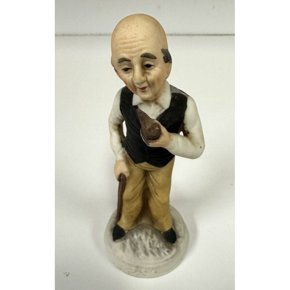 Enesco Capodimonte Style Porcelain‎ Bald Man With Pipe Japan